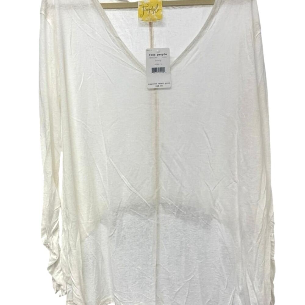 Free People Sahara Top Ivory L NWT Sheer Boho High Low OB403385